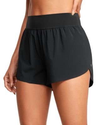 High Waisted Split Running Shorts 3 Inch Quick Dry Soft Fabric Built In Liner