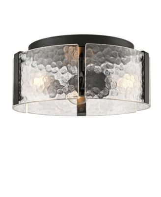 Farmhouse Ceiling Light Fixture 3-Light Ceiling Light with Textured Glass Drum Shade