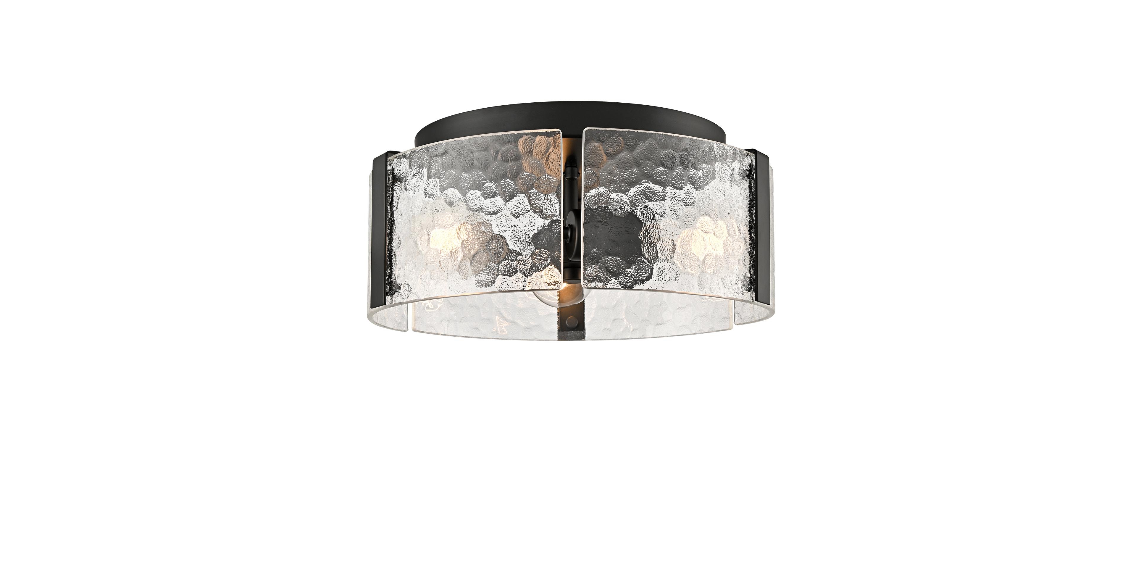 Claxy Farmhouse Ceiling Light Fixture 3-Light Ceiling Light with Textured Glass Drum Shade