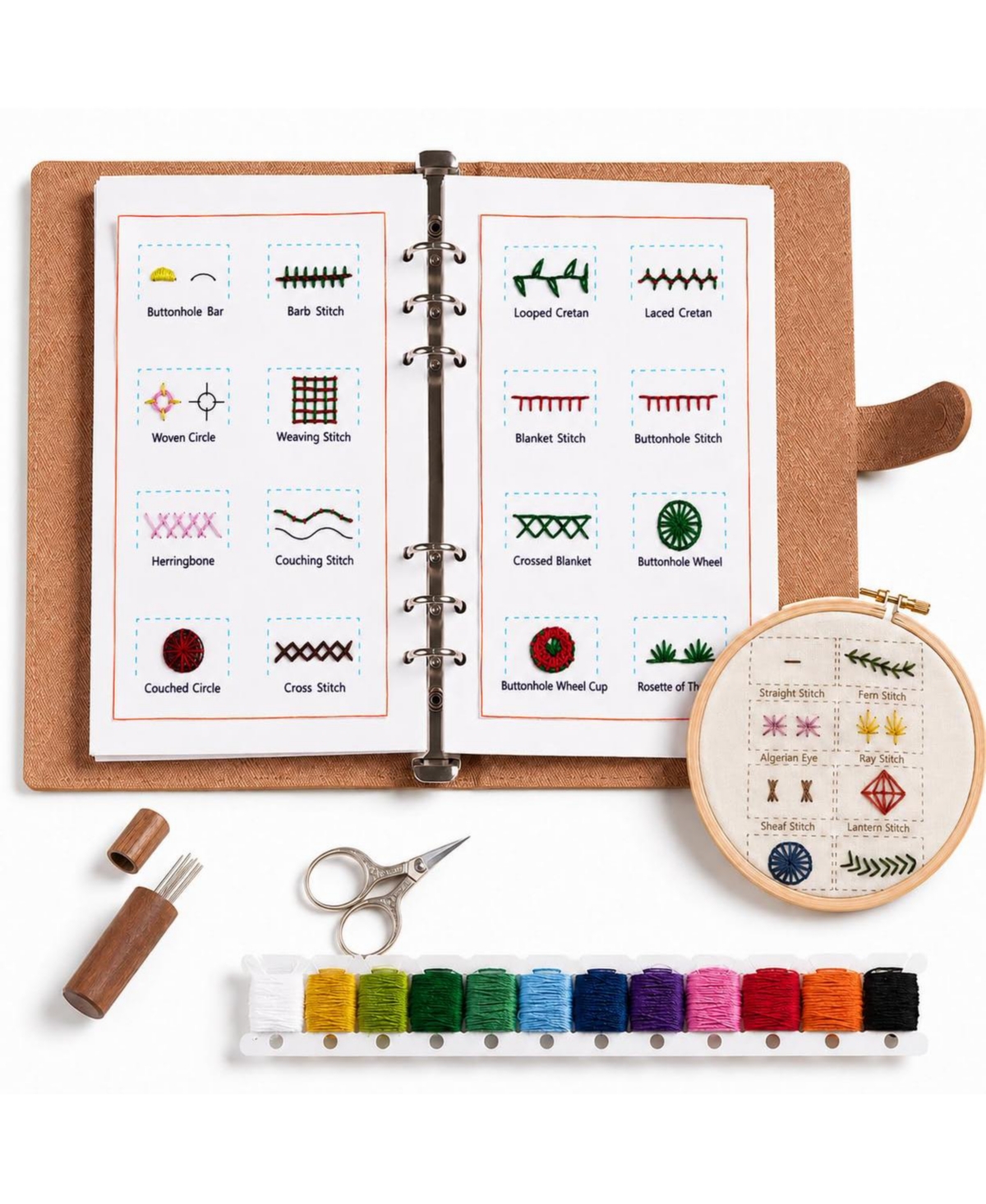 Aeelike Beginner Embroidery Book Kit Master 64 Stitches All in One Craft Supplies