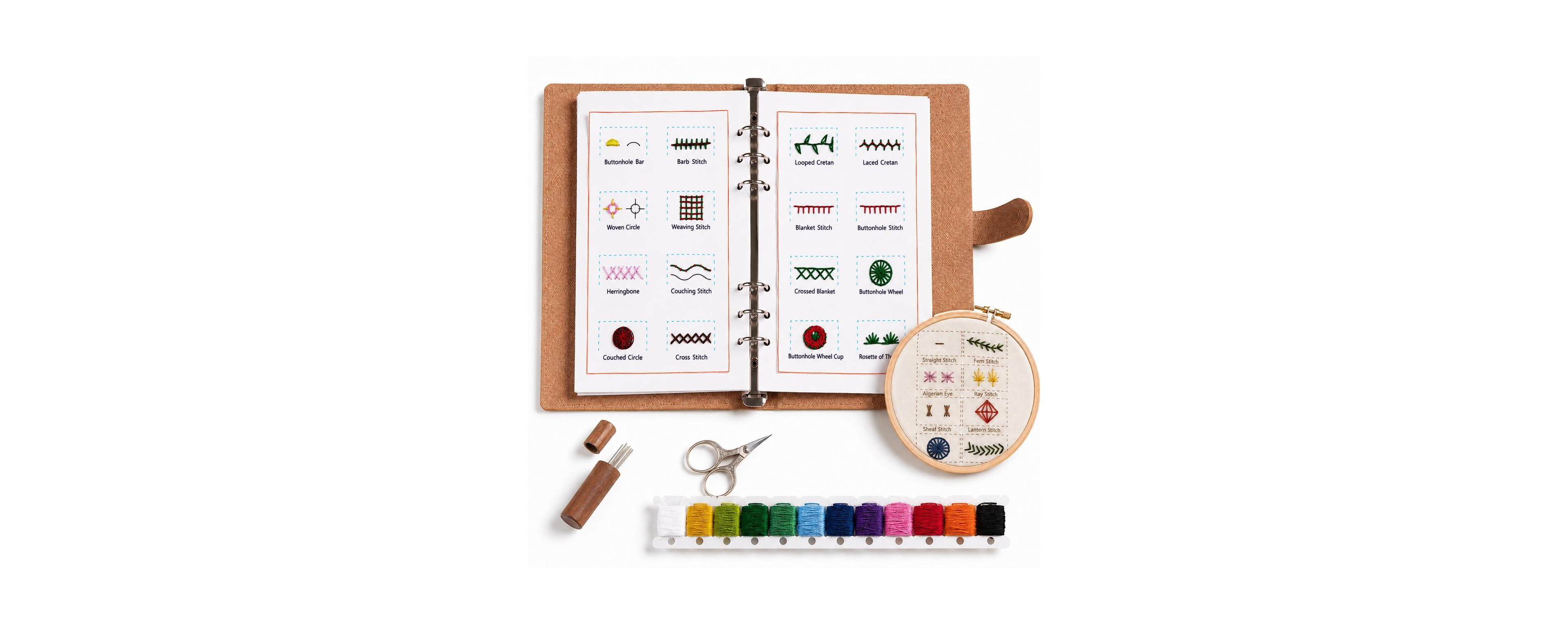 Aeelike Beginner Embroidery Book Kit Master 64 Stitches All in One Craft Supplies