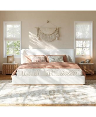 Queen Size Low Profile Upholstered Platform Bed