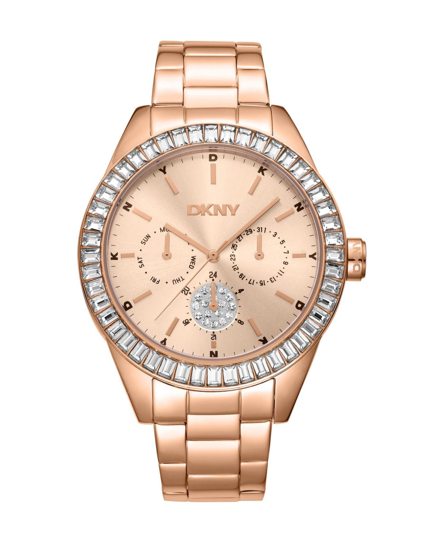 Женские часы DKNY Quartz Nolita Multi Glitz Stainless Steel Bracelet Watch, 40mm, цвет: Розовый — фото 1