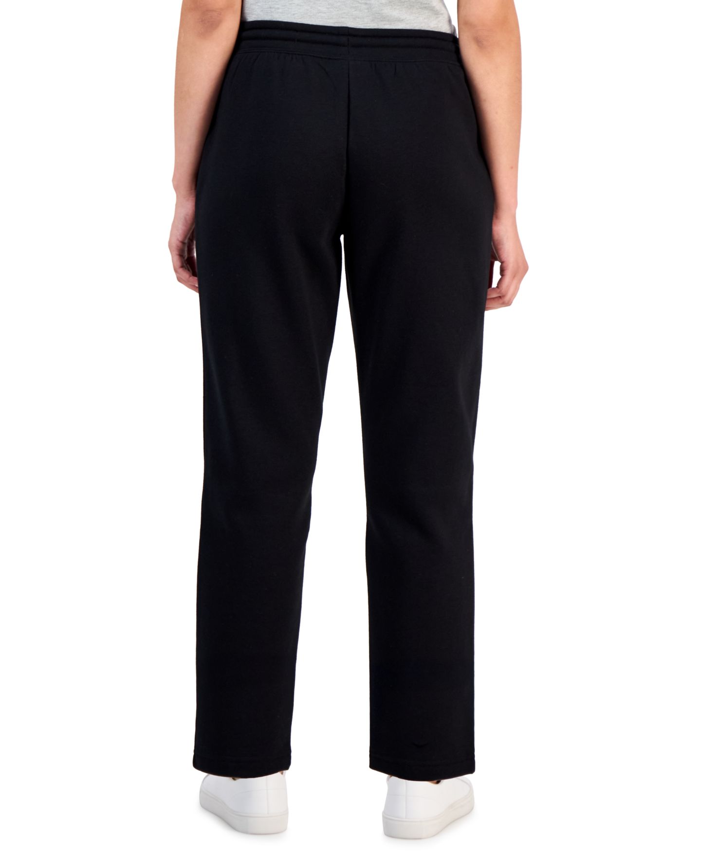 Женские брюки Style & Co Petite Cotton Fleece Drawstring Sweatpants, цвет: Глубокий чёрный — фото 3
