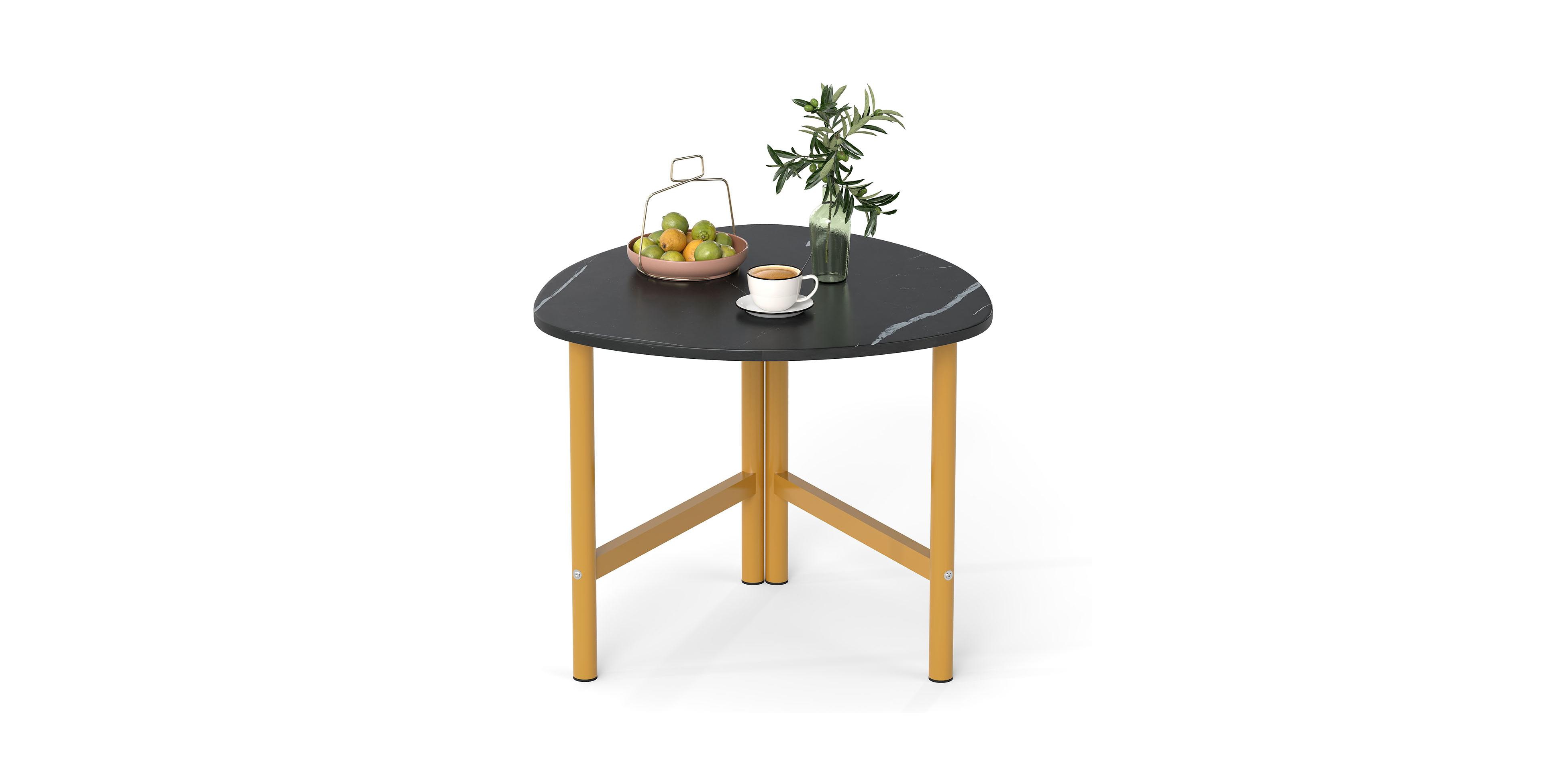 Mecale Triangle Coffee Table Oval with Metal Legs Industrial Center