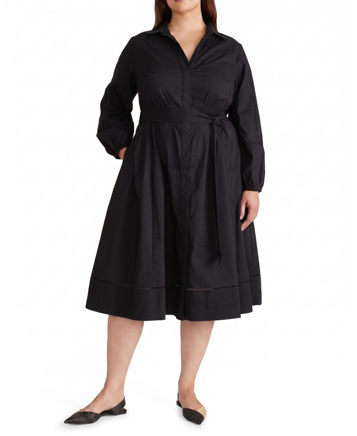 Universal Standard Women's Plus Size Yuli Stretch Poplin Shirtdress - Black