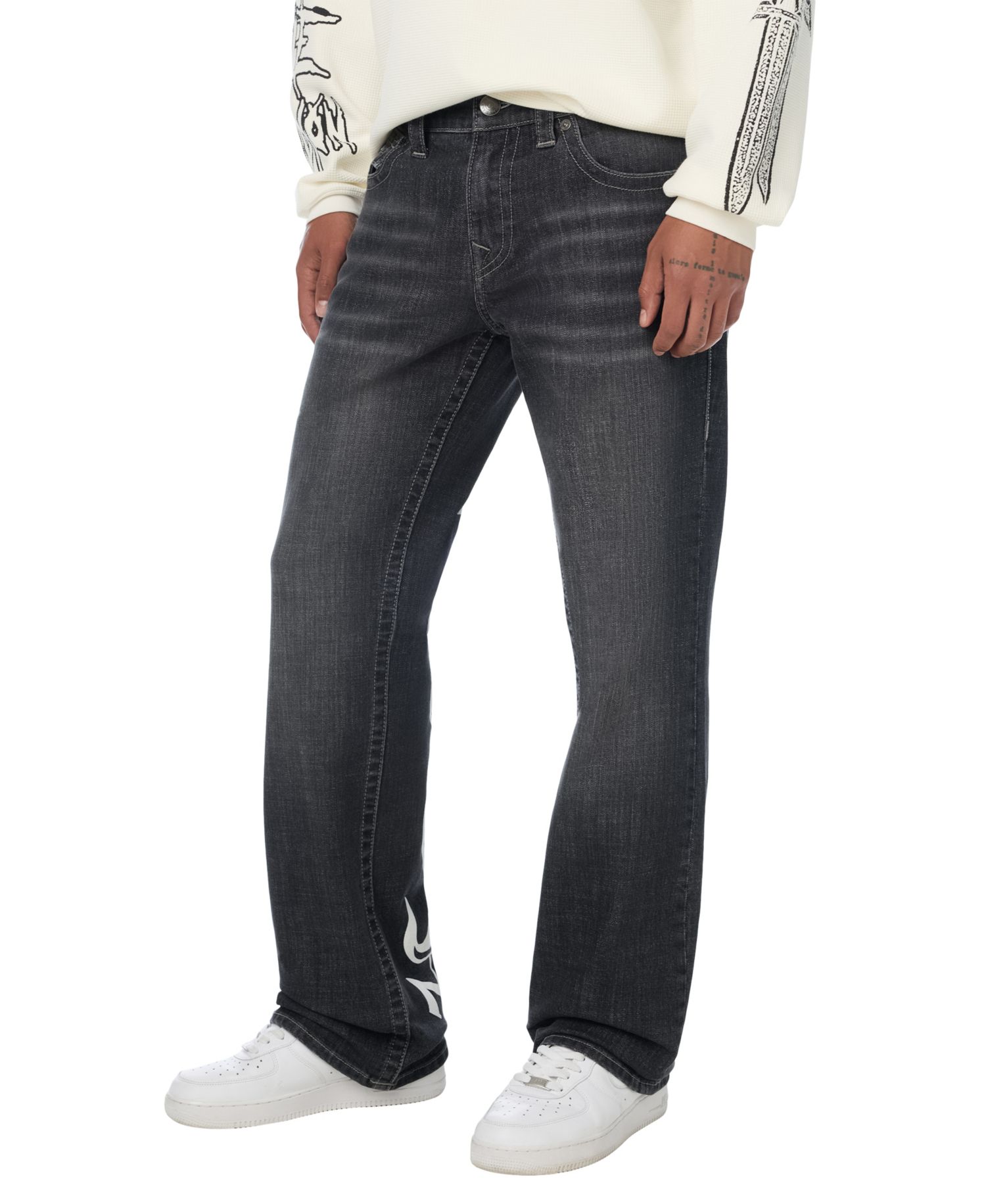 Men's Billy Graphic Flap Bootcut Dark-Wash Jeans