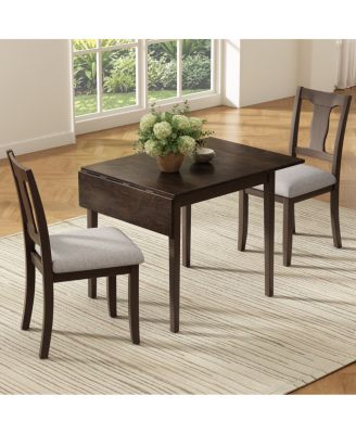  3-Piece Drop Leaf Space-Saving Dining Table Set