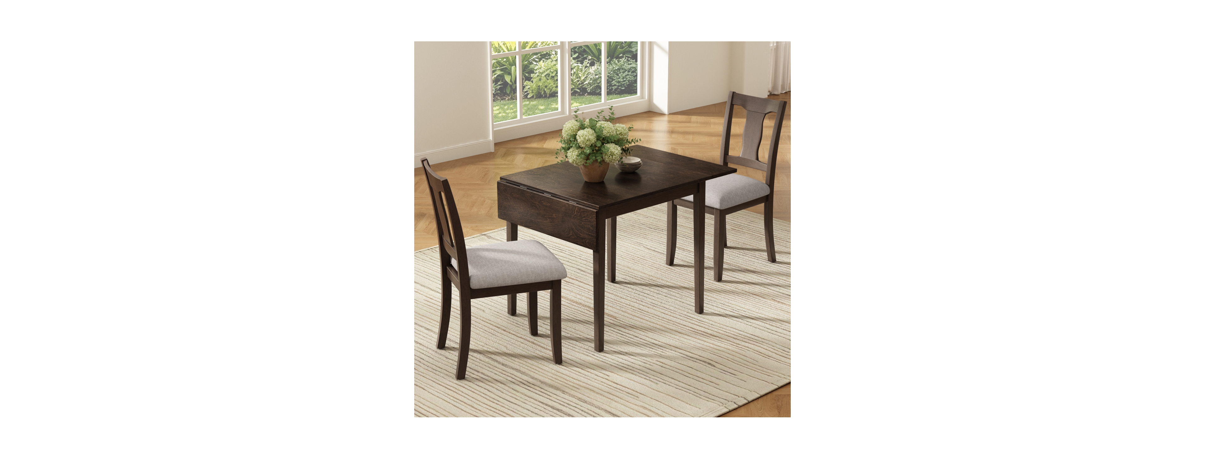 Streamdale Furniture 3-Piece Drop Leaf Space-Saving Dining Table Set