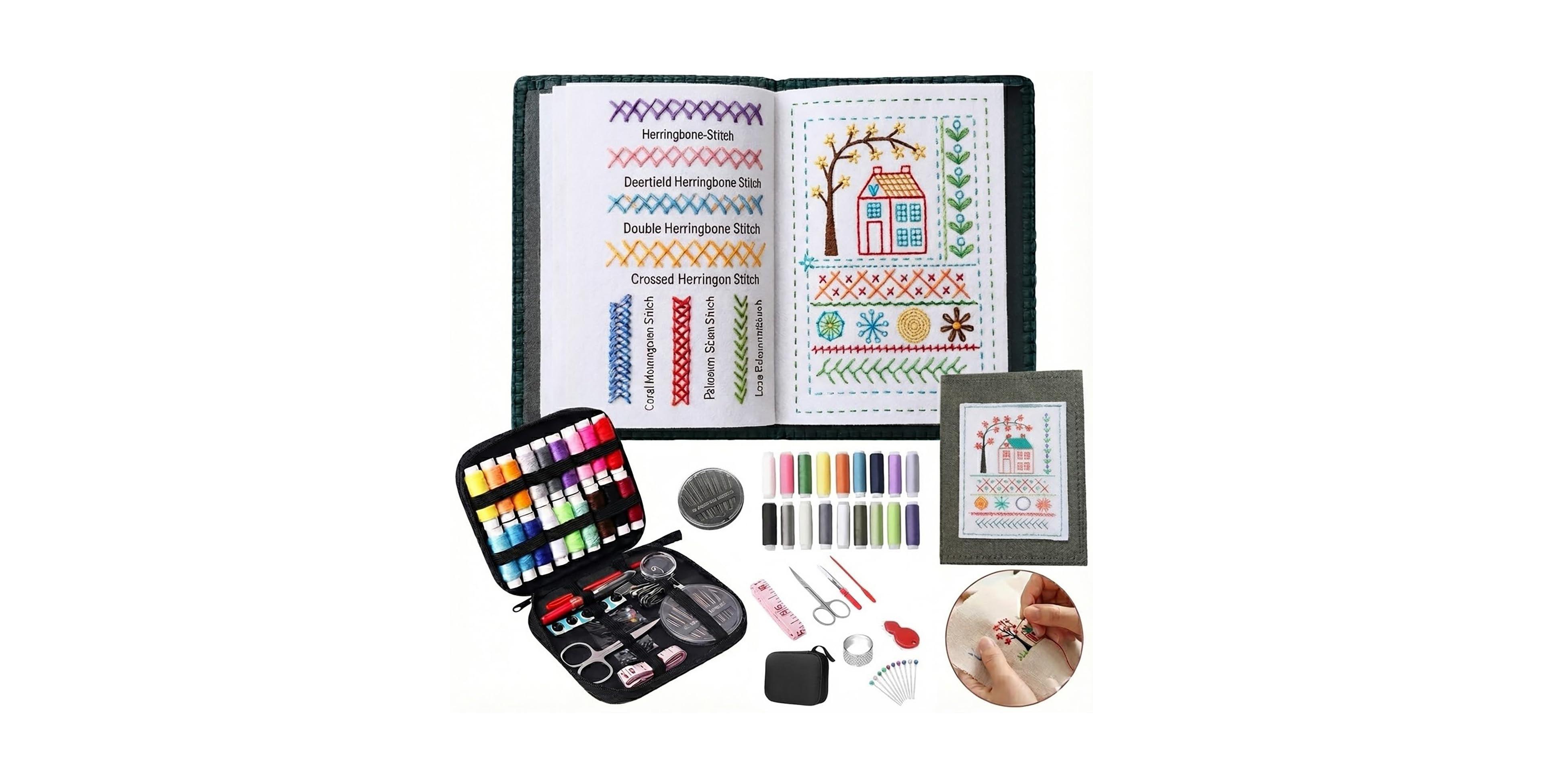 Aeelike Portable All Scenario Embroidery Book Kit Complete Toolkit Tutorial For Beginners Craft Lovers