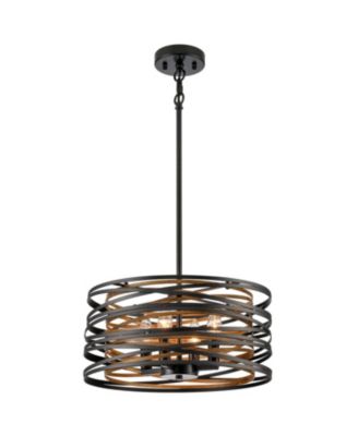 Farmhouse Chandelier with Wood Grain Finish 4-Light Pendant Hanging Light Fixture