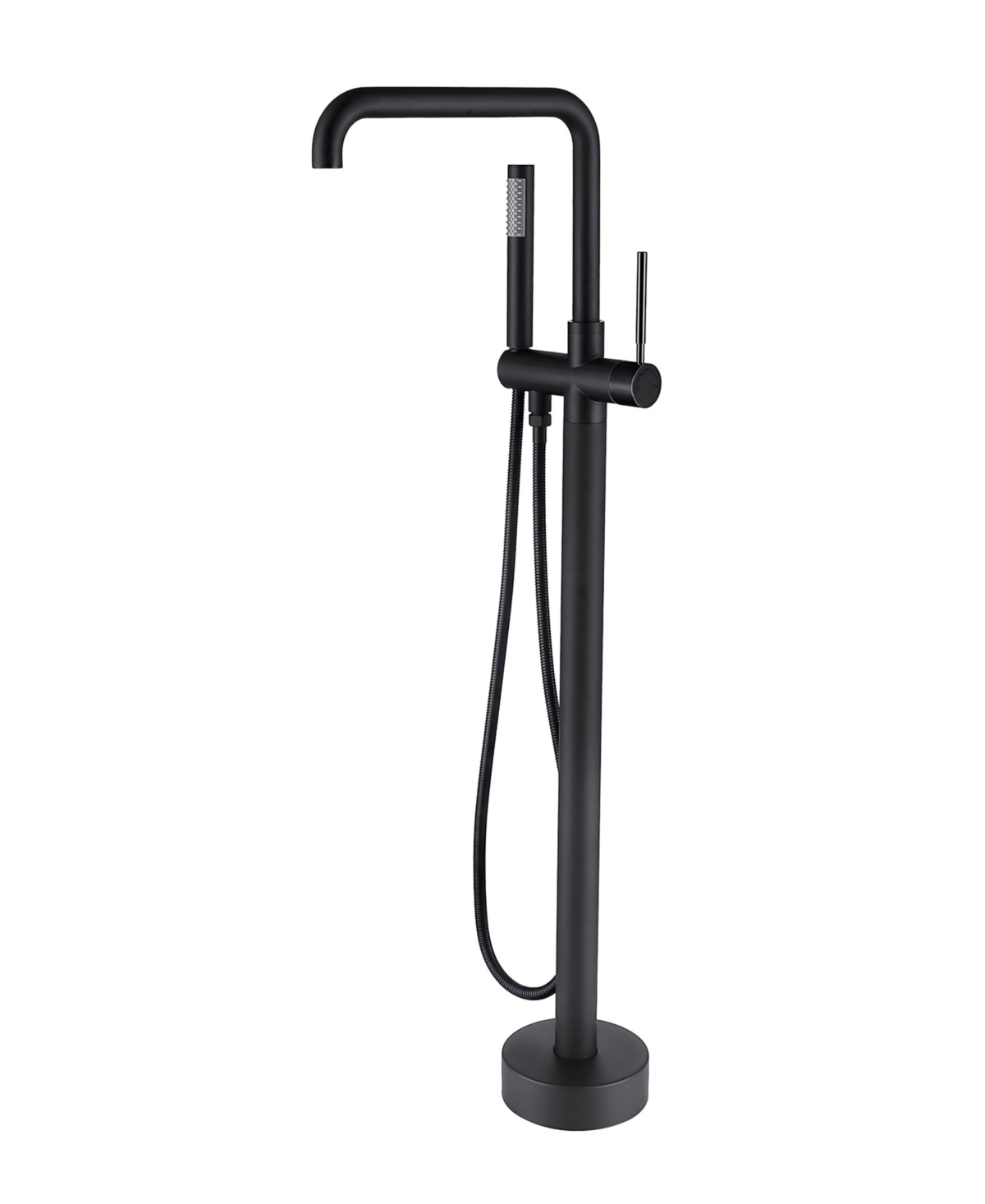 Thirtypeachy Freestanding Bathtub Faucet with Hand Shower, Single Handle Floor Mounted Tub Filler - Black