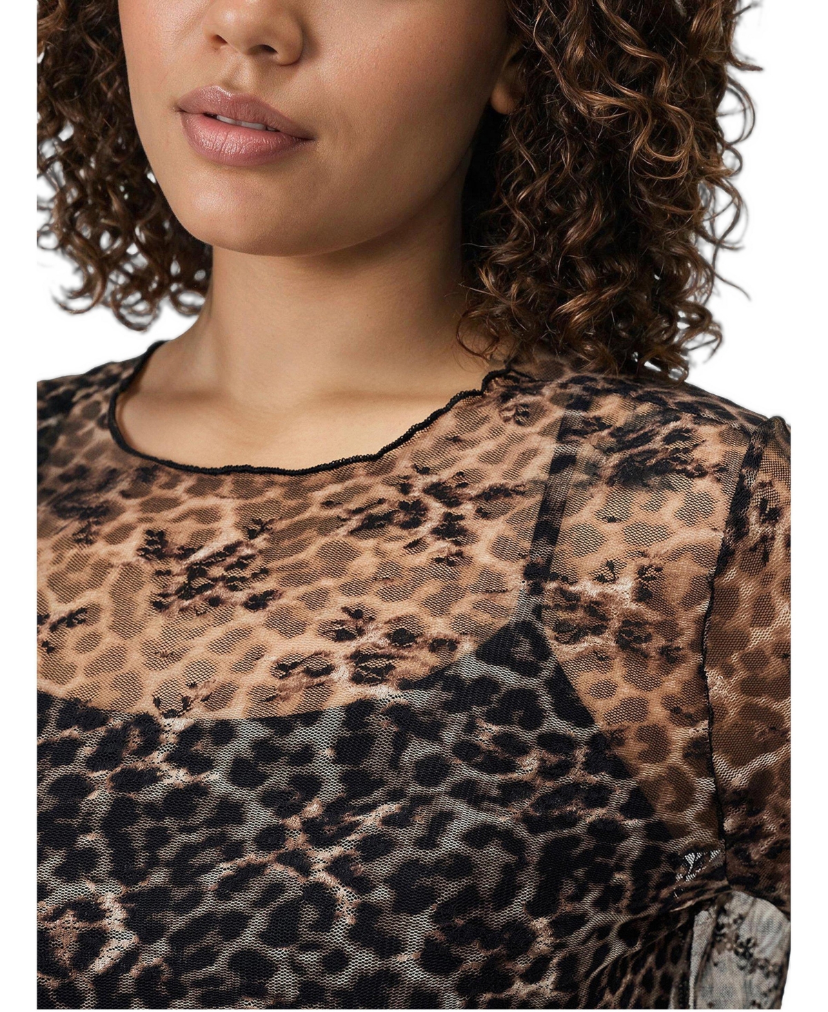 Torrid Plus Size Sheer Lace Crew Long Sleeve Top