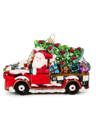 Santa's Hitting the Road Glass Ornament