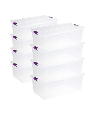 110 Qt ClearView Latch Storage Box, Stackable Bin with Lid, 8-Pack