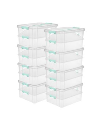 Convenient Home 2-Tier Layer Stack Carry Storage Box, Clear (8 Pack)