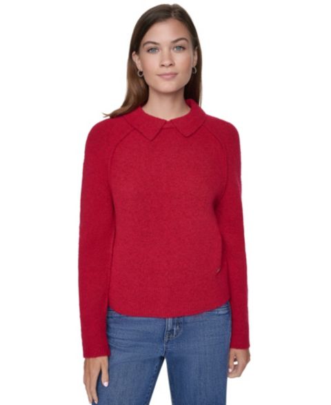 Женский свитер-поло DKNY Jeans, для невысоких, цвет: Рубиновый