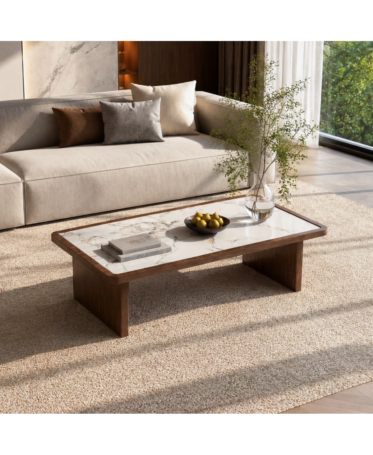 Streamdale Furniture 47 Rectangular Sintered Stone and Coffee Table