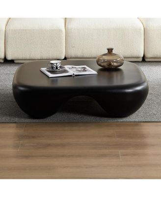 Modern Coffee Table Faux Travertine Textured for Livingroom/Office