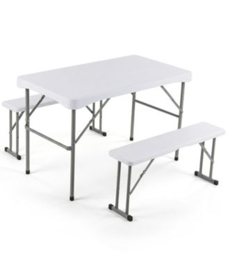 44-Inch HDPE Folding Picnic Table Set with Two Benches