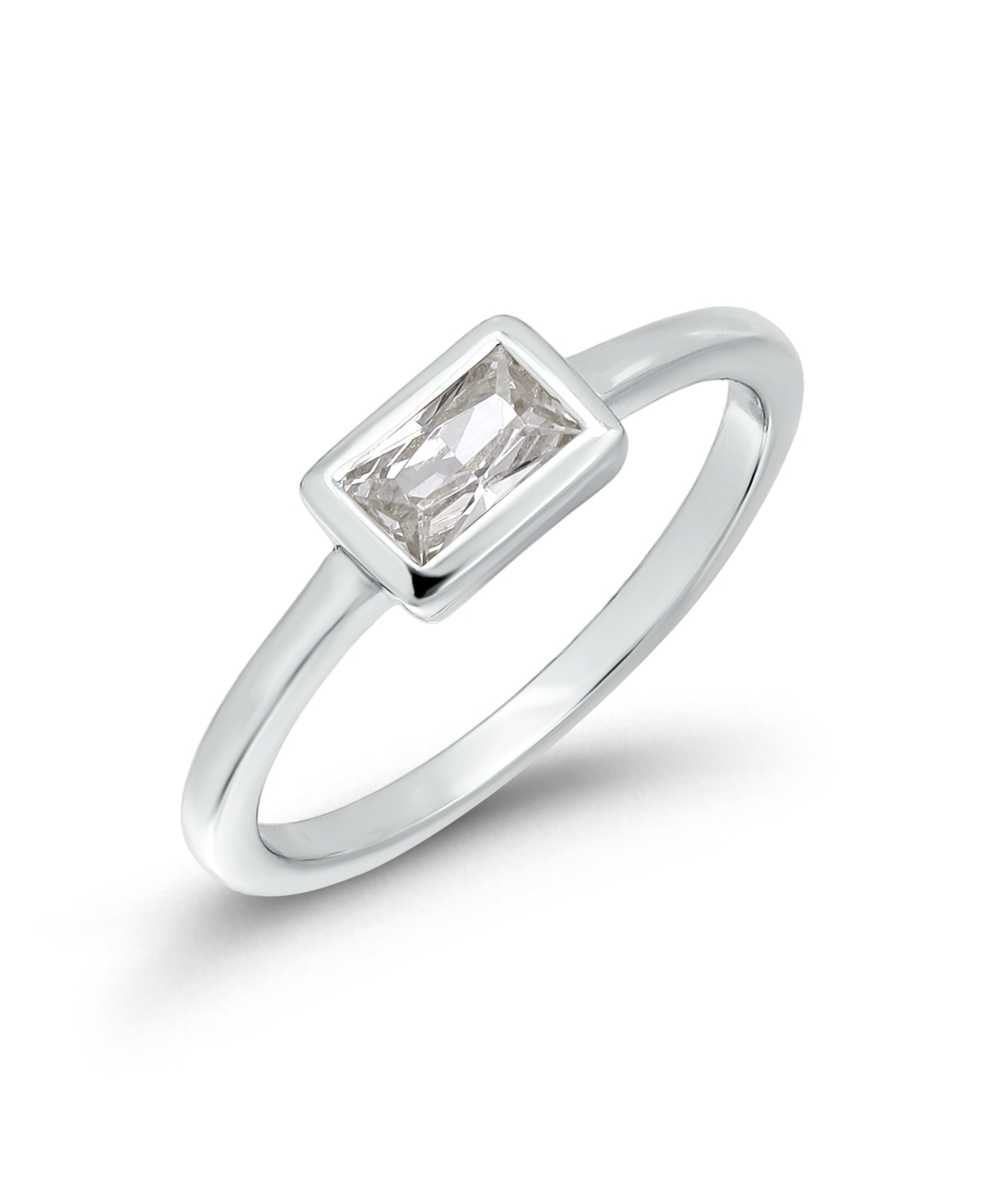 Macy's Cubic Zirconia Baguette Silver-Tone Ring - Silver