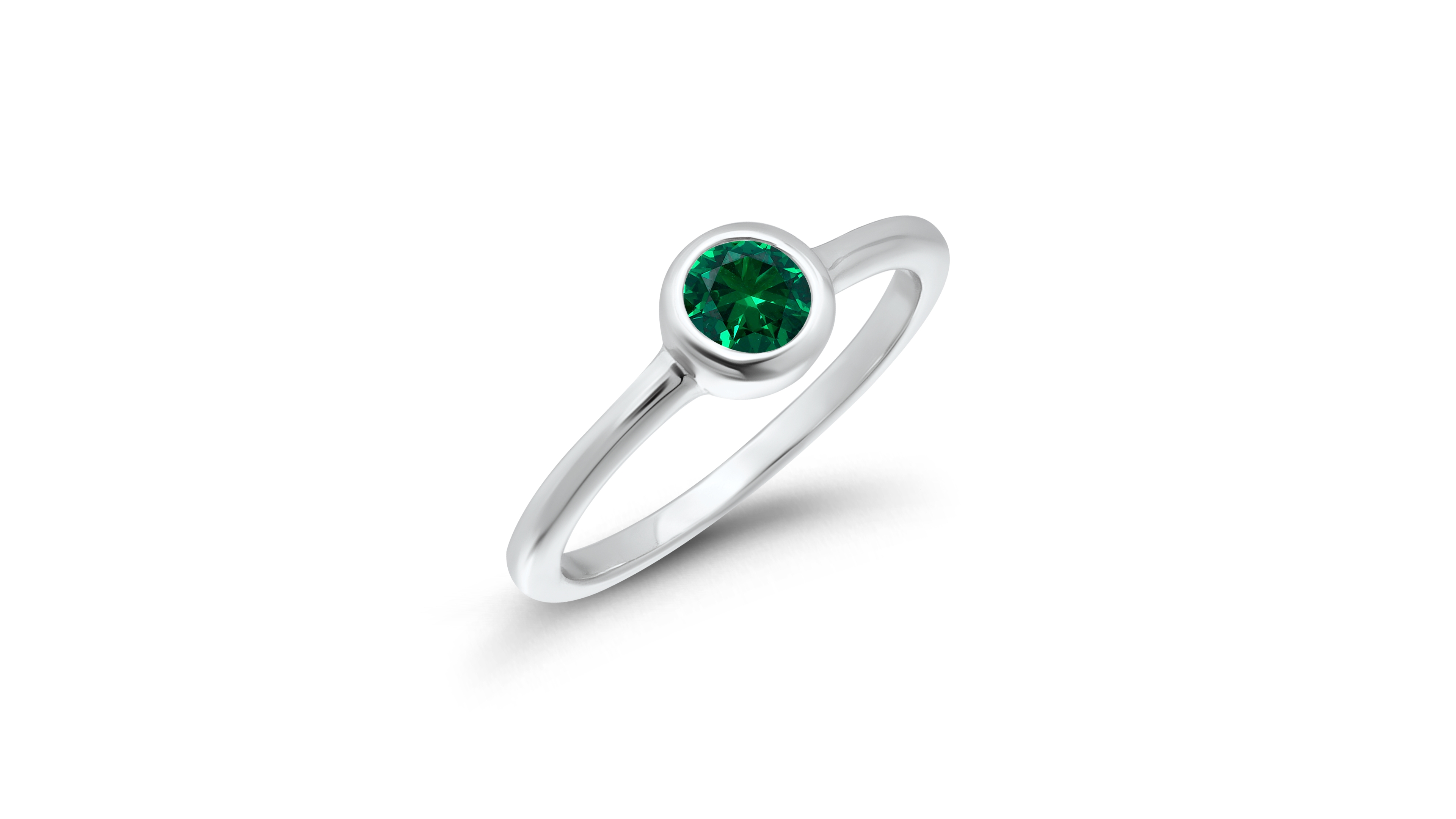 Macy's Cubic Zirconia Green Bezel-Set Round Ring