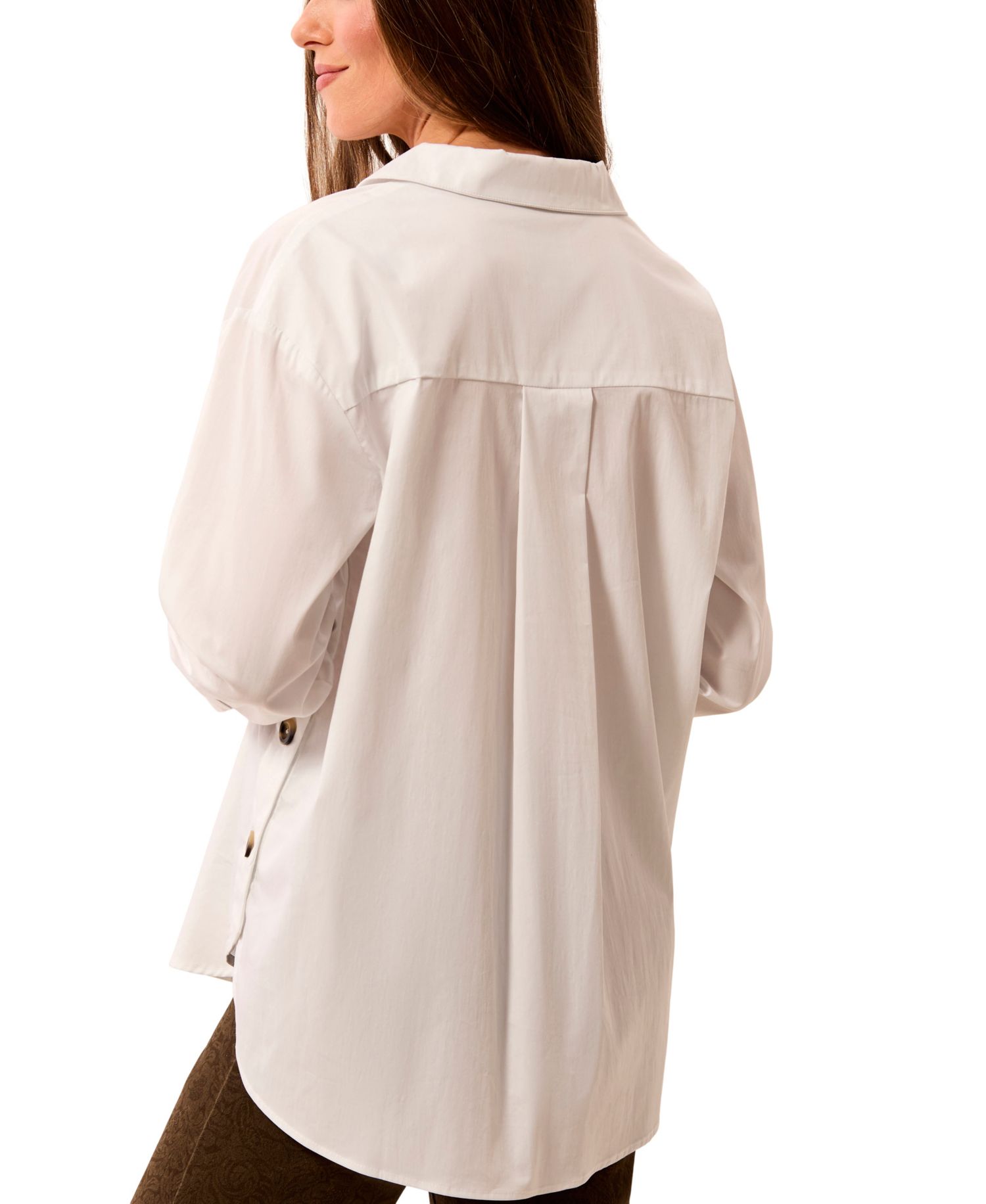 Women's Long Sleeve Collared Button-Front Blouse