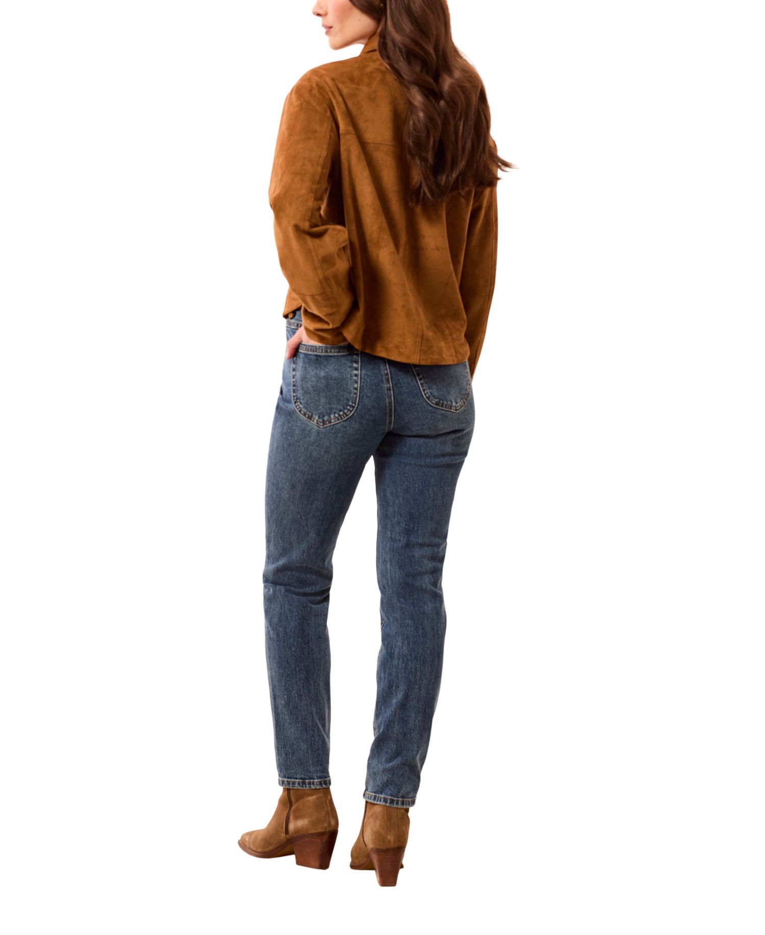 Women's Audrey Mid-Rise Slim Suede-Detail Jeans