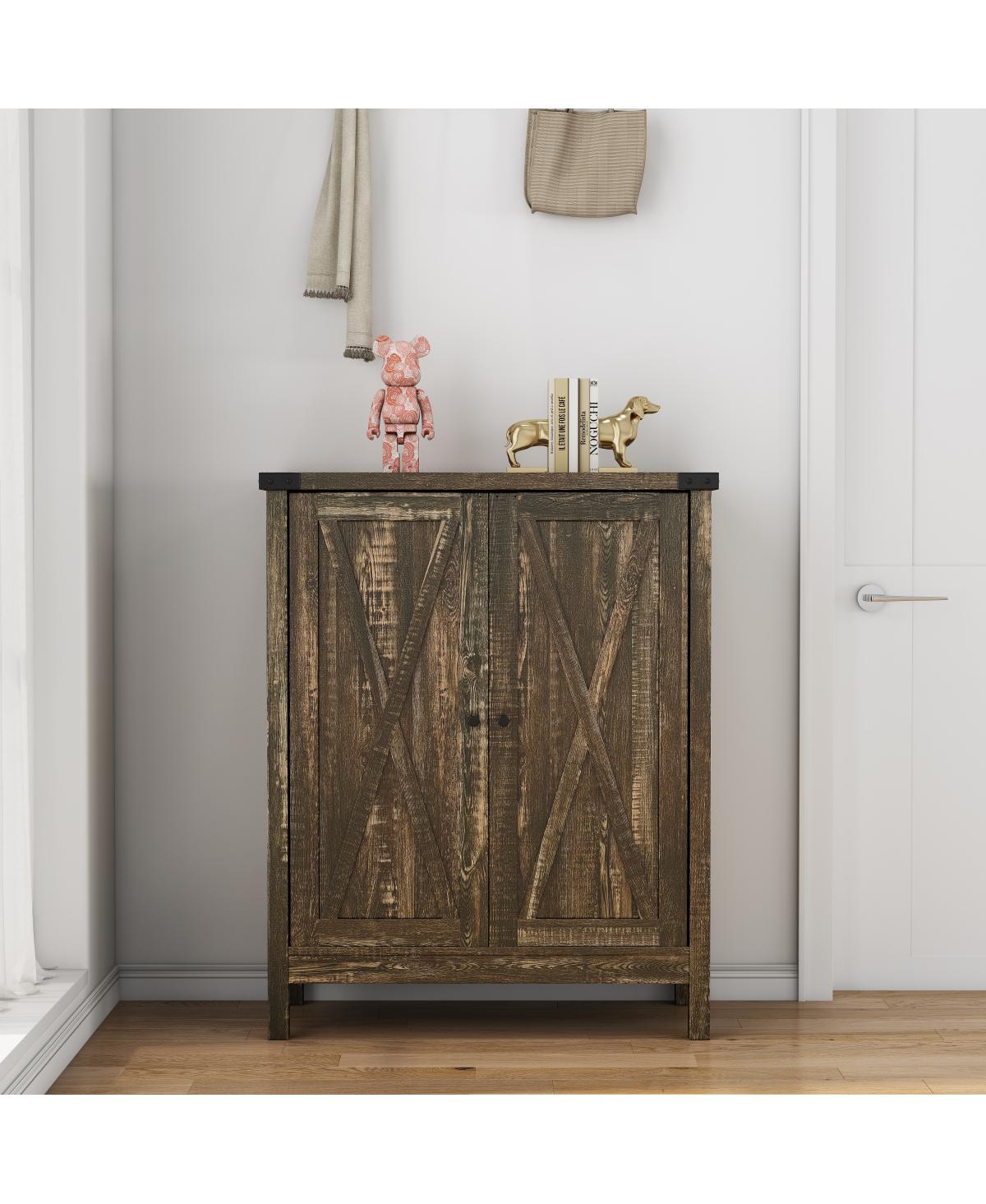 Streamdale Furniture Vintage Farmhouse Shoe Cabinet with 2 Doors and Adjustable Shelves