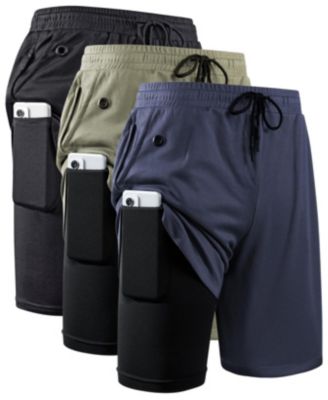 Men's 2 In 1 Workout Running Shorts 7 Inch Lightweight Athletic Gym With Liner Pockets