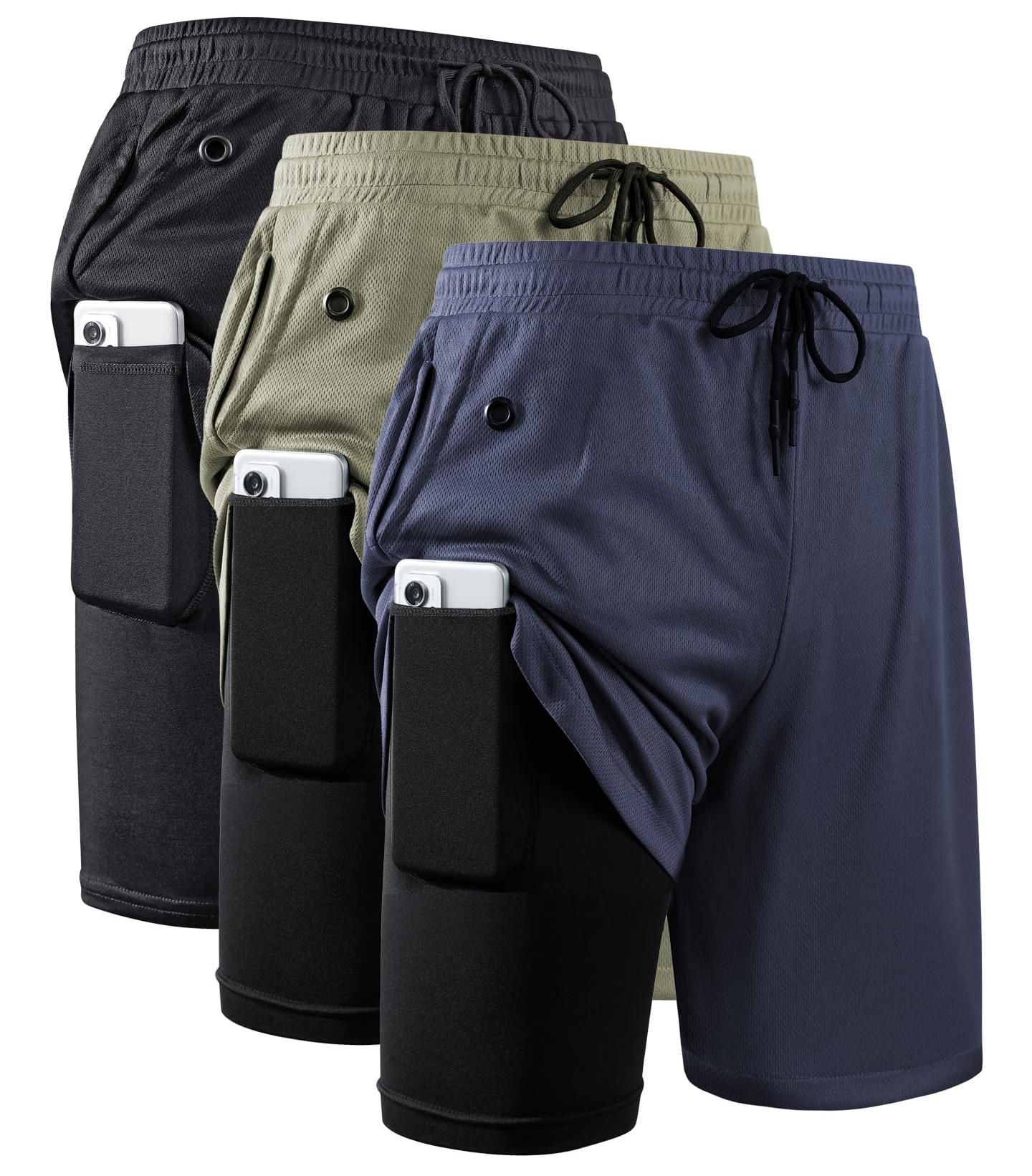 Мужские шорты peneyon 2 In 1 Workout Running Shorts 7 Inch Lightweight Athletic Gym With Liner Pockets, цвет: Open Miscellaneous — фото 1