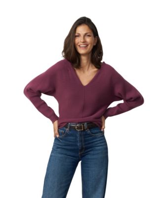 Women's Dolman Rib-Knit V-Neck Sweater