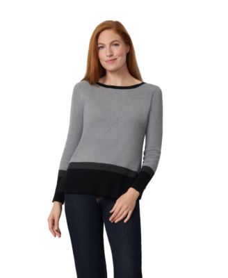 Women's Boat Neck Long-Sleeve Textured-Knit Tunic Sweater