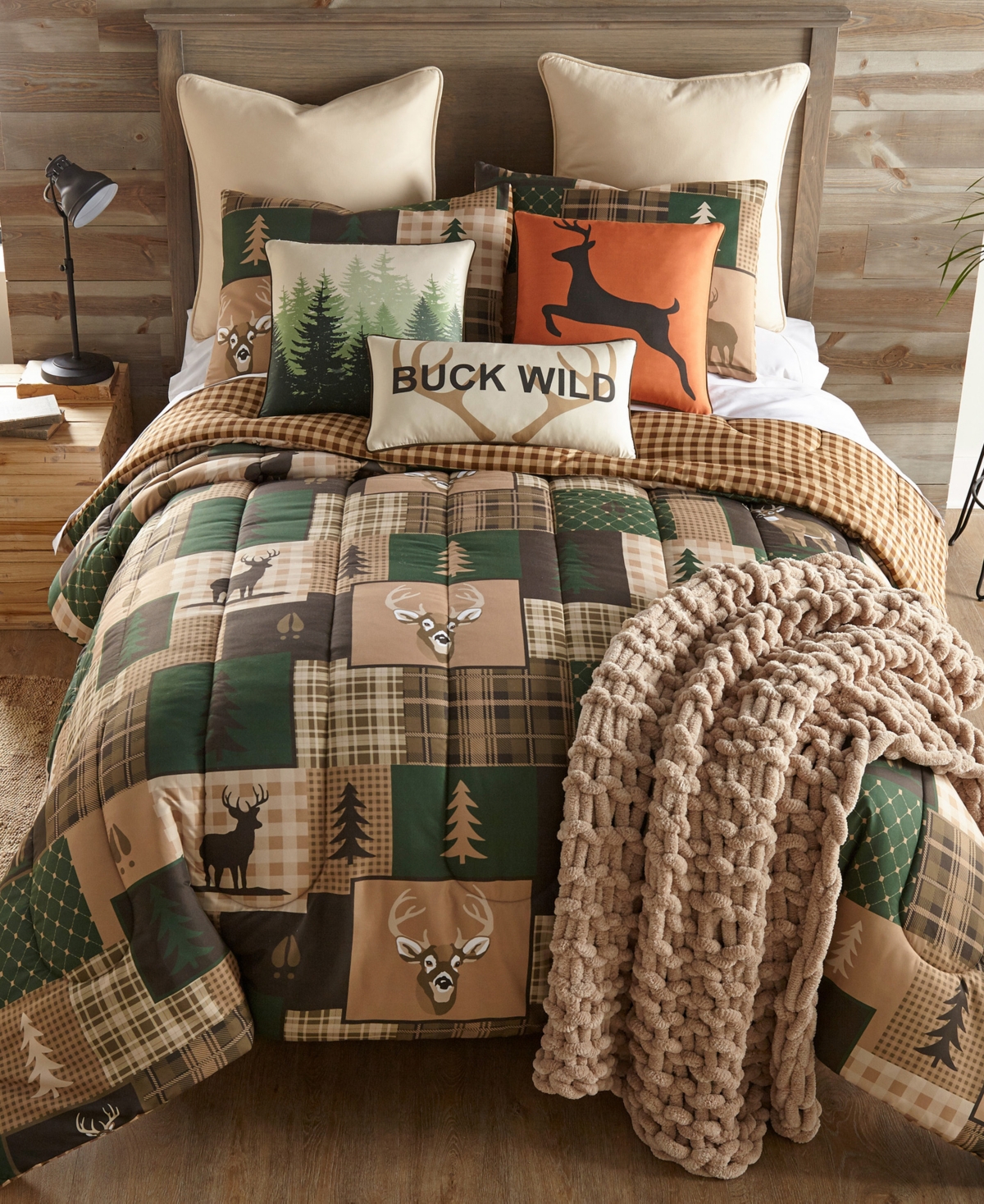 Your Lifestyle Green Forest Woodland Accents 3-Piece Comforter Set, Queen