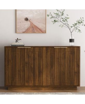 Modern Fluted Sideboard Buffet Cabinet with Storage and Adjustable Shelves