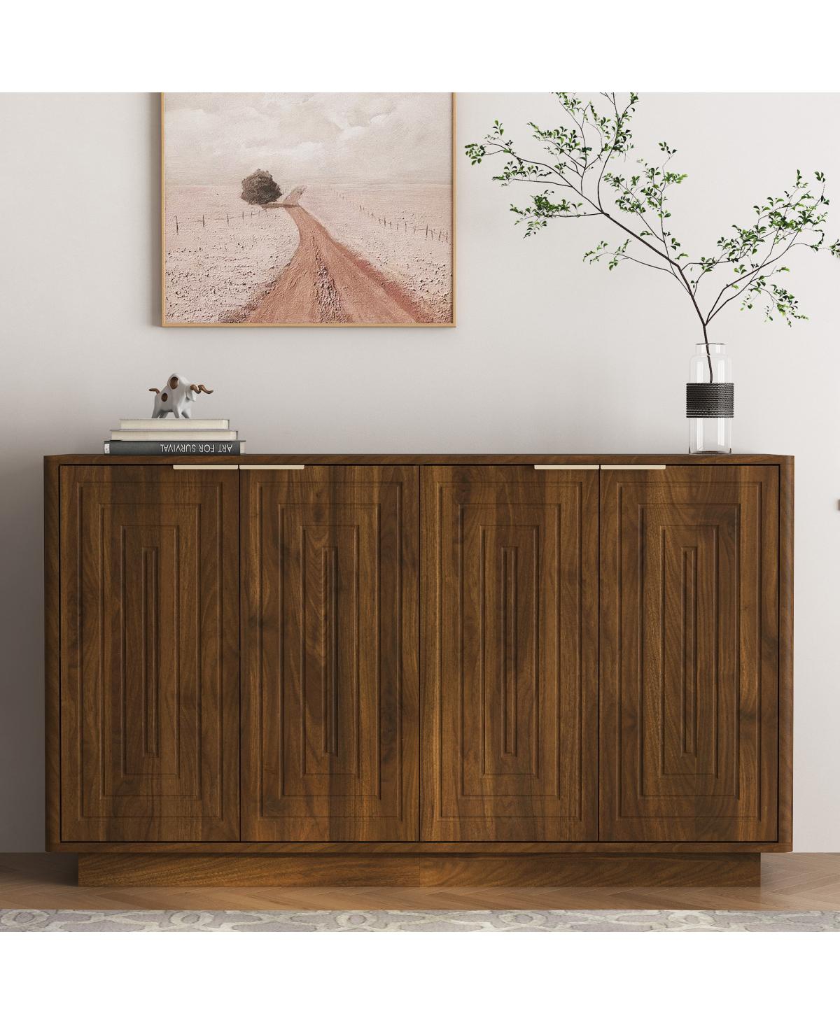 Streamdale Furniture Modern Fluted Sideboard Buffet Cabinet with Storage and Adjustable Shelves