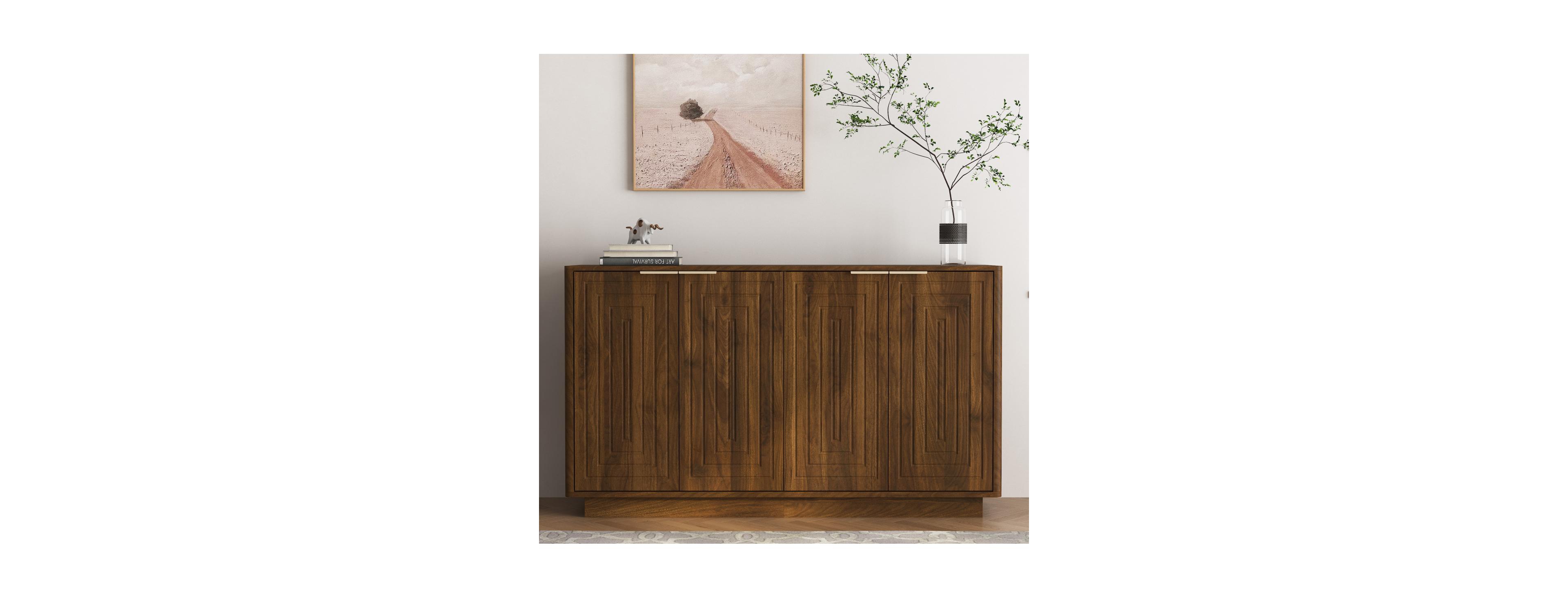 Streamdale Furniture Modern Fluted Sideboard Buffet Cabinet with Storage and Adjustable Shelves