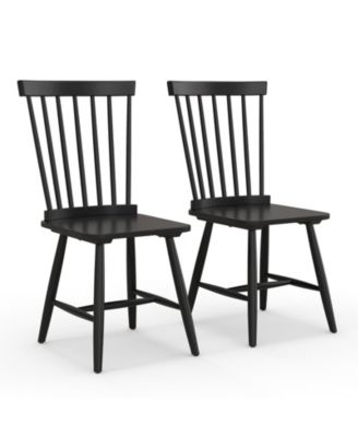 Set of 2 Windsor Dining Chairs with High Spindle Back
