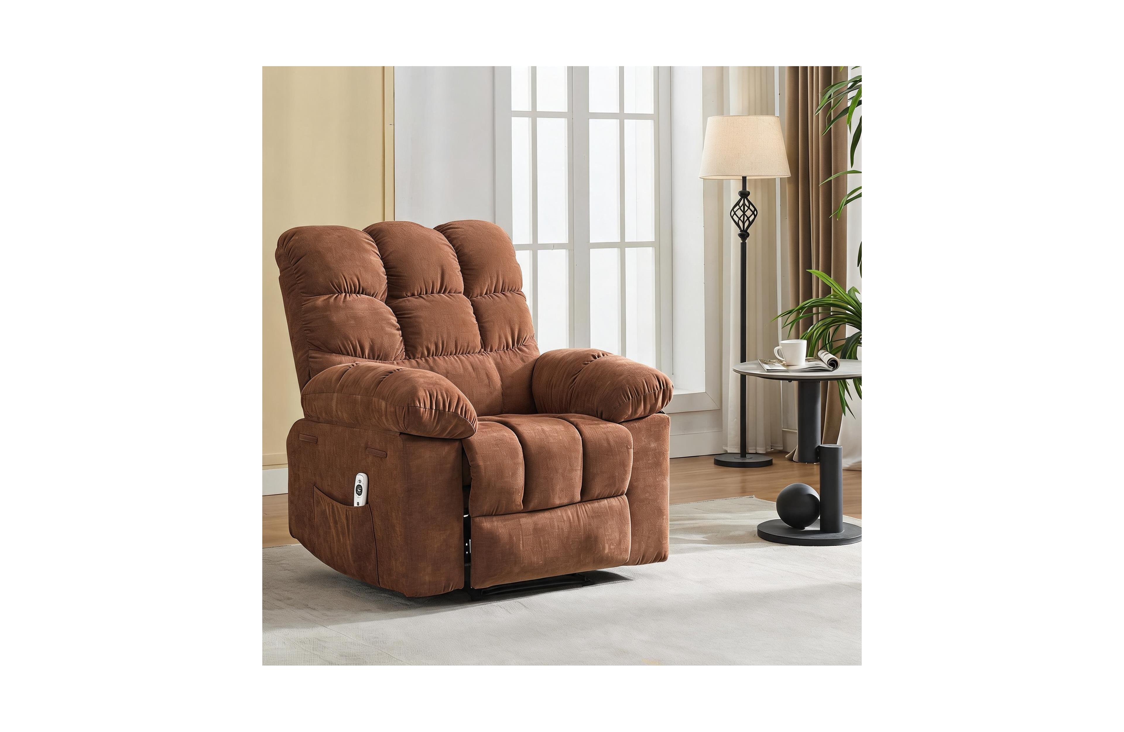 homfan 360 Swivel Glider Rocker Recliner, Fabric Upholstered Manual Reclining With Footrest, Steel Frame