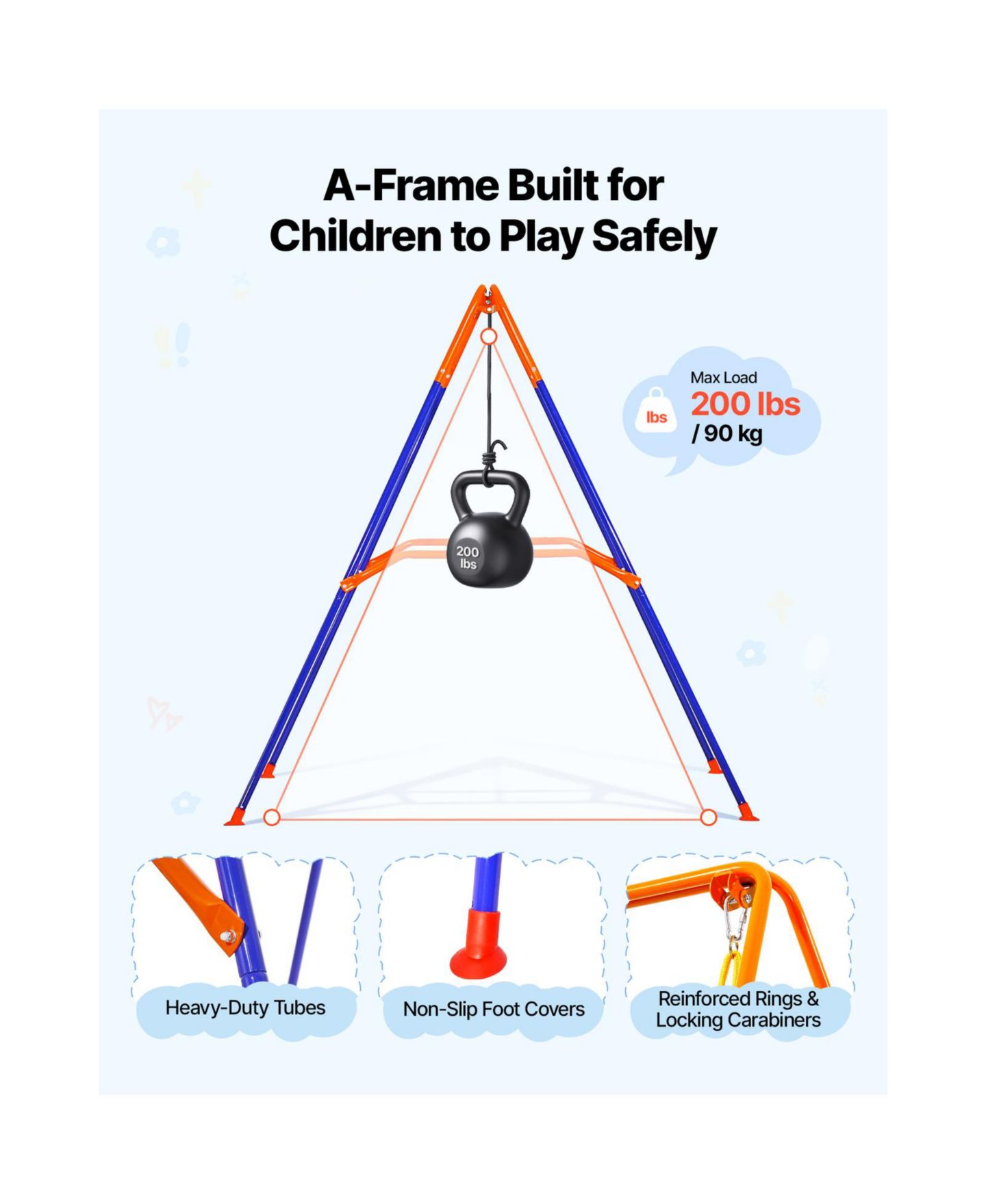 Детские игрушки Glintex Toddler 2-in-1 Swing and Jumper with 3-in-1 Convertible Seat, Foldable A-Frame, 200 lb Capacity, Ages 3+, цвет: Синий — фото 6