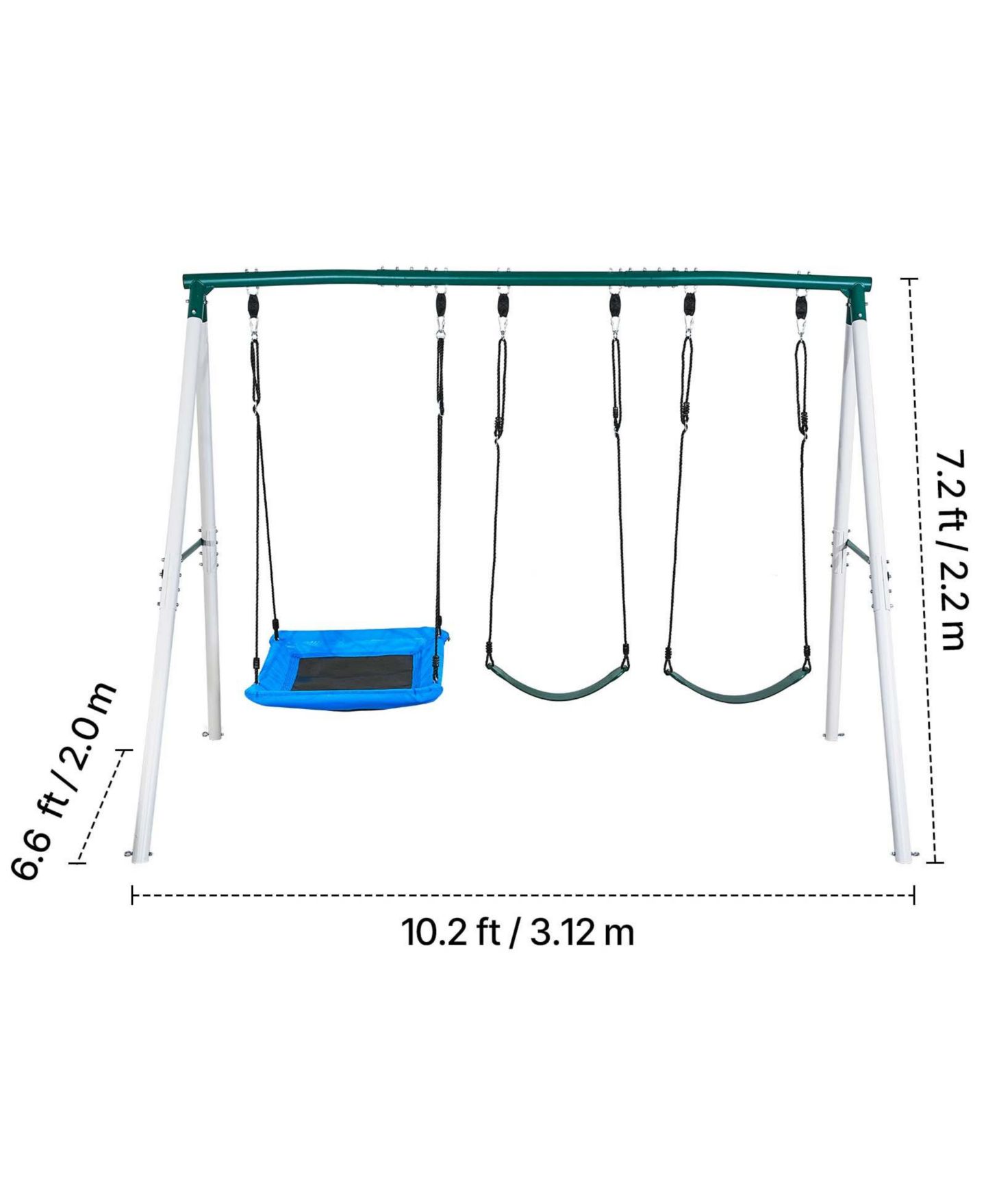 Детские игрушки Glintex Backyard A-Frame Swing Set, 700 lb Capacity, Three Seats, Ages 3+, цвет: Зелёный — фото 4