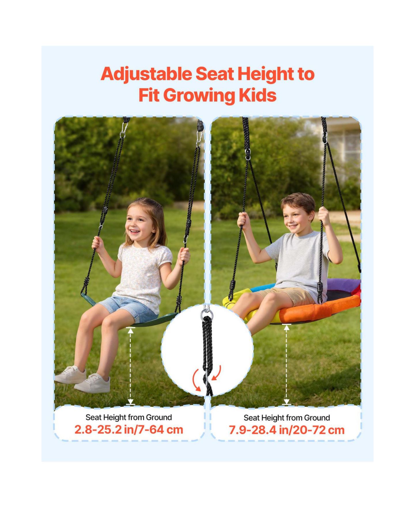 Детские игрушки Glintex Backyard A-Frame Swing Stand, 32 in Saucer and Belt Seat, 440 lb Capacity, Ages 3-12, цвет: Зелёный — фото 3