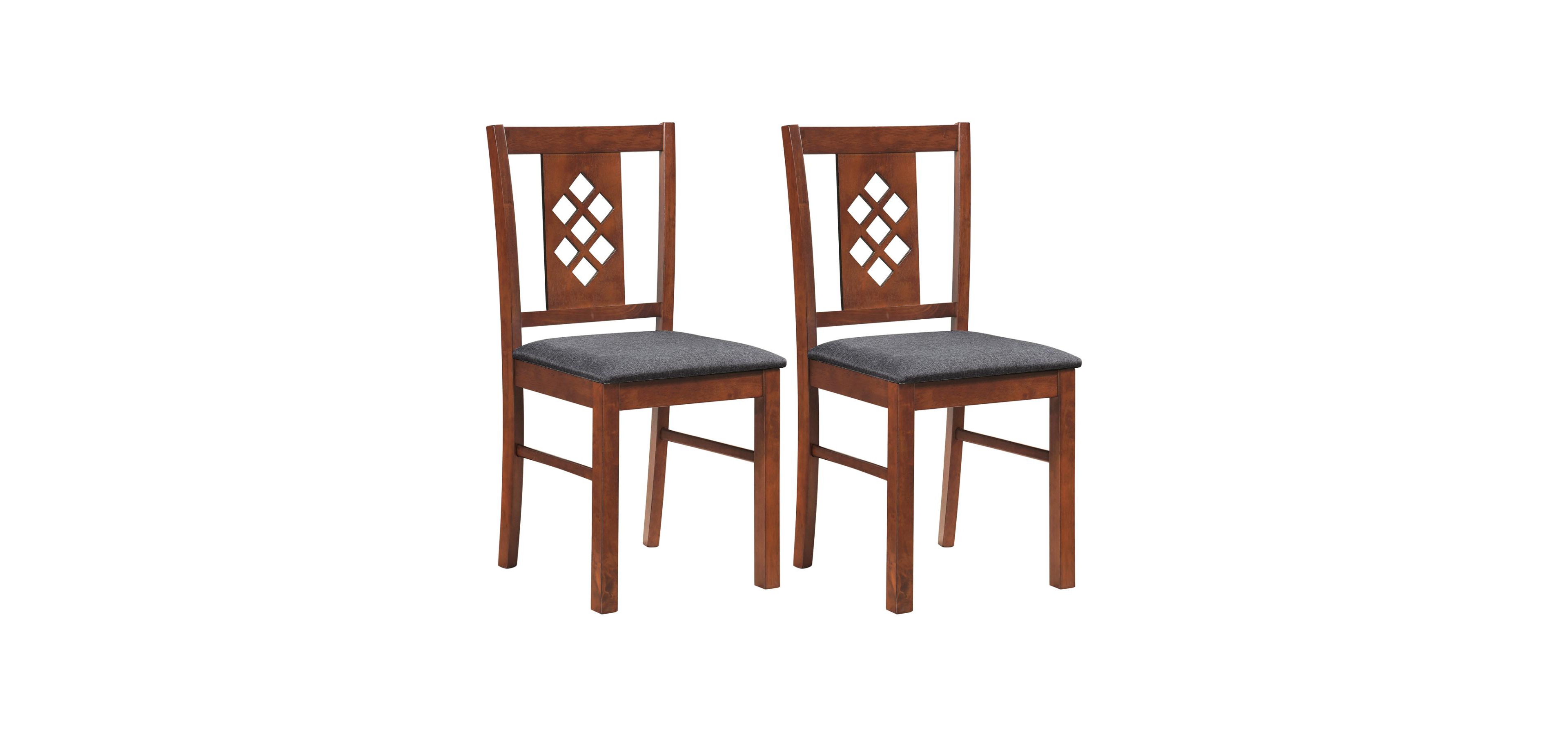Mecale Linen Style Upholstered Kitchen Chairs with Wood Frames Set of 2 Cherry