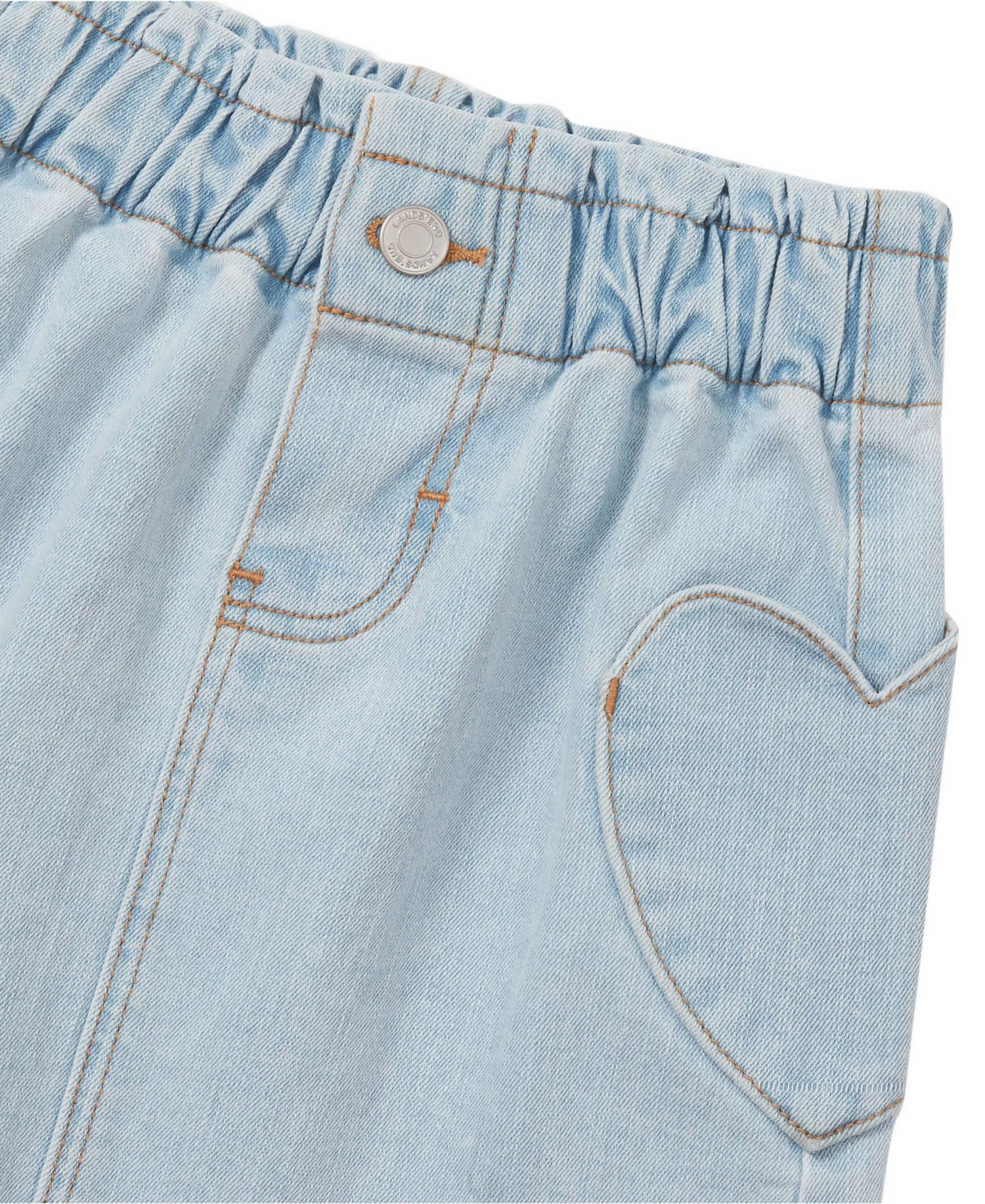Girls' 4-16 Denim Heart-Shaped Cargo Pockets Elastic-Waist Skirt