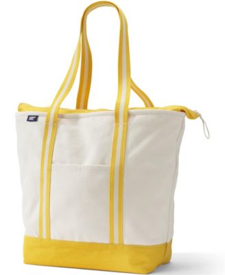 Large 5 Pocket Zip Top Long Handle Canvas Tote Bag