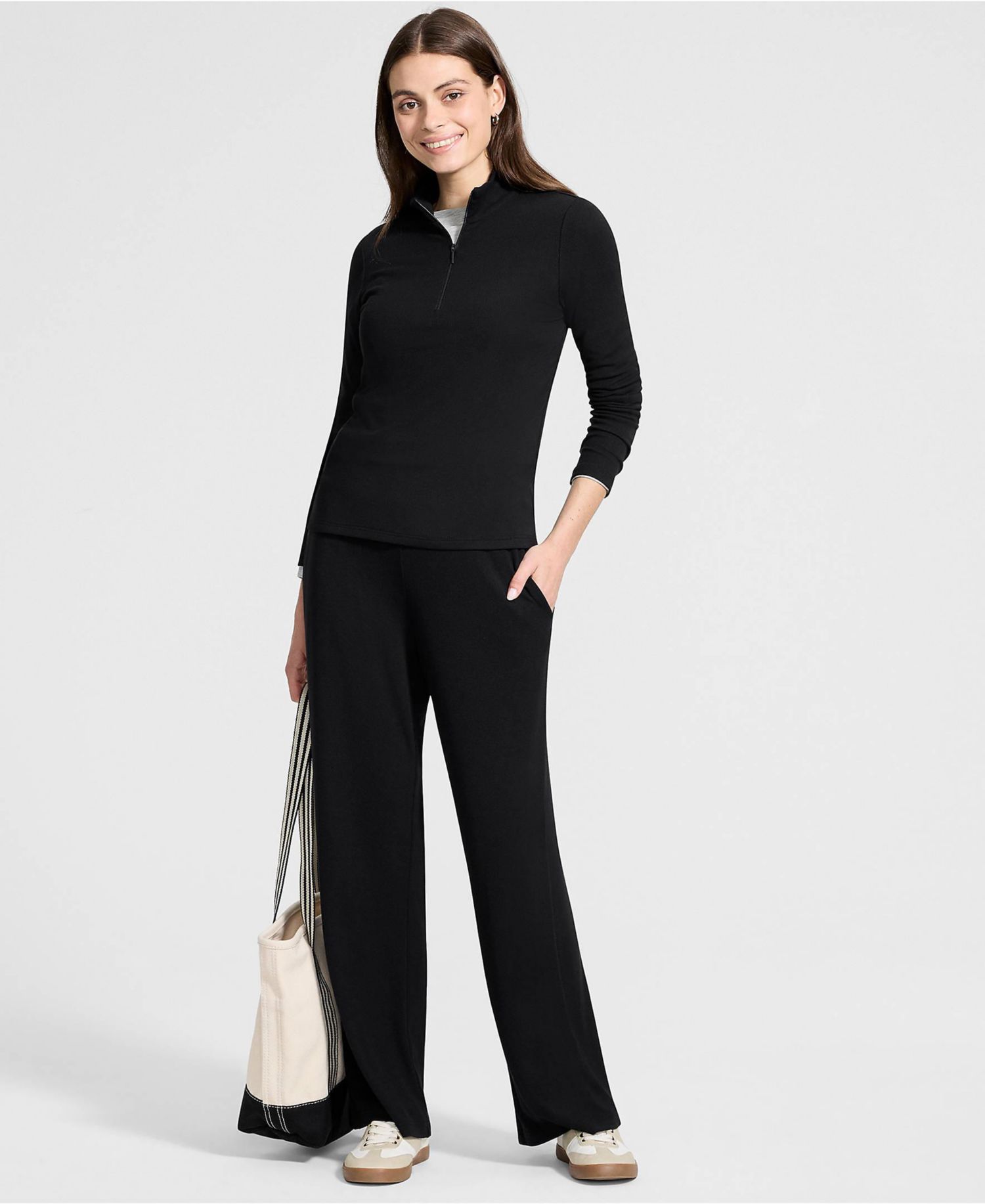 Women's Drapey Rib High Rise Wide Leg Pants