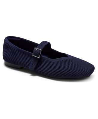 Margot Square-Toe Knit Adjustable-Strap Mary Jane Flats