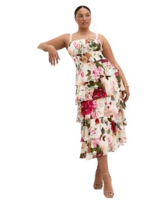 Plus Size Daniela Floral-Print Tiered Ruffle Dress