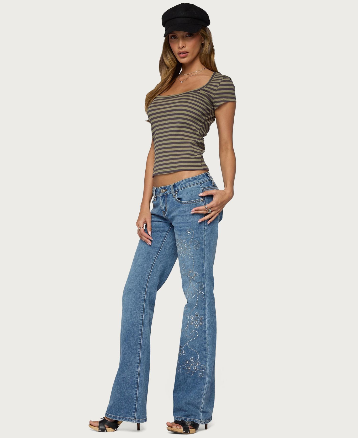 Women's Maddex Striped Ribbed Short-Sleeve T-Shirt