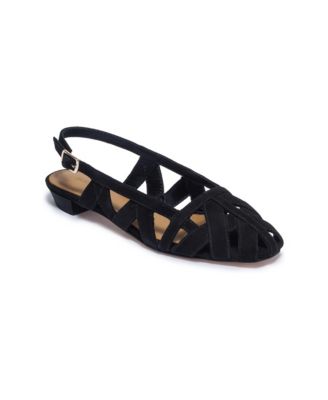 Glinda Square-Toe Slingback Leather Flats